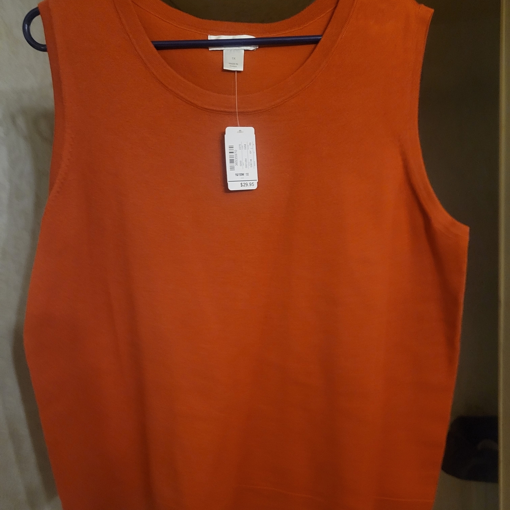 CJ Banks Bold Orange Sleeveless Top